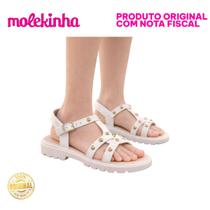 Sandália Infantil Molekinha Off White Tachas Douradas Sandália Infantil Molekinha Off White Tachas Douradas