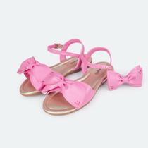 Sandália Infantil Pampili Aurora Laço Rosa - Vem com Presilha de Cabelo 698012