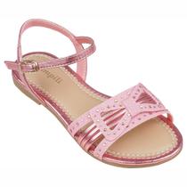 Sandália infantil pampili cherrie rosa metalizada 409253