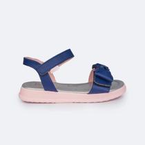 Sandália Infantil Pampili Flower Laço Marinho E Rosa 702.008