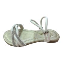 Sandália Infantil Pampili Iris 2 em 1 Tiras Trançadas e Strass Branco 725.021