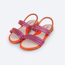 Sandália Infantil Pampili Iris Com Tiras Laranja e Roxa
