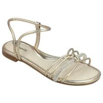 Sandália Infantil Pampili Iris Tiras com Nó e Strass Dourada 725.009 Sandália Infantil Pampili Iris Tiras com Nó e Strass Dourada 725.009