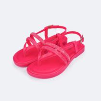 Sandália Infantil Pampili Lila Tiras com Strass Transparente Pink Maravilha
