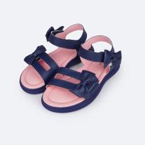 Sandália Infantil Pampili Lili Laço Duplo Marinho e Rosa