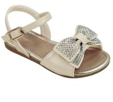Sandália Infantil Pampili Mili Laço Glitter Strass Dourada