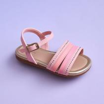 Sandália Infantil Pampili Mili Tiras com Glitter e Strass Rosa Glacê 642074
