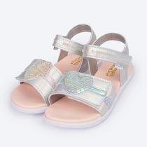 Sandália Infantil Pampili Mini Fly Paetê Holográfica Prata