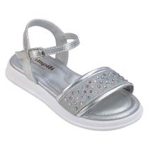 Sandalia Infantil Pampili Sand Flower Detalhe Glitter Prata