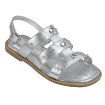 Sandalia Infantil Pampili Vick Fecho Easy Três Tiras Prata