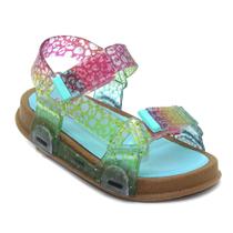 Sandália Infantil Papete Menina Plugt Bora Bora Animal Print Verde Água Calce Fácil e Conforto