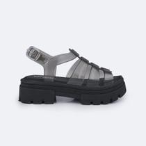 Sandália Infantil PVC Pampili Lyra Glee Fume e Preto 718.004