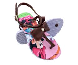 Sandália Infantil Sandalinha Criança Feminino Menina Personagem Minnie Laço Leve Confortável Barato