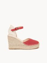 Sandália Jara Anabela 10 cm Camurça Vermelho Sandália Jara Anabela 10 cm Camurça Vermelho