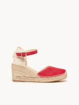 Sandália Jara Anabela 7 cm Camurça Vermelho