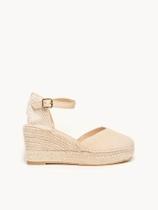 Sandália Jara Anabela 8 cm Camurça Areia
