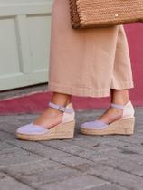 Sandália Jara Anabela 8 cm Camurça Lilás
