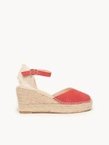 Sandália Jara Anabela 8 cm Camurça Vermelho Sandália Jara Anabela 8 cm Camurça Vermelho