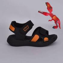 Sandália Kidy Fly Dinossauros Baby Preto Laranja + Brinquedo Sandália Kidy Fly Dinossauros Baby Preto Laranja + Brinquedo