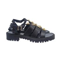 Sandália Lidia Spikes Tratorada Preto