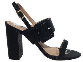 Sandália Lizard Preto Fivela Encapada 9cm