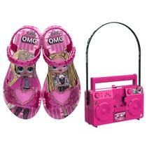 Sandália Lol Surprise Bolsa Maleta OMG Boombox Brinquedo Grendene 23 ao 34 Rosa Dia das Crianças Fácil Calce Influencer Blogueira