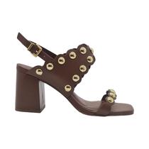 Sandalia Loucos & Santos Em Couro Com Tachas Marrom