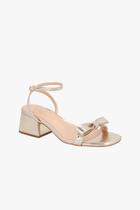 Sandália Luiza Barcelos Salto Medio Laço Dourado