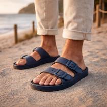 Sandália Masculina Casual Confortável com Duas Fivelas Ajustáveis