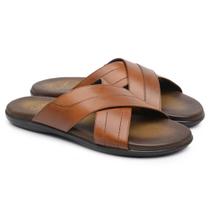 Sandália Masculina Chinelo Jacometti Couro Tiras Grossas