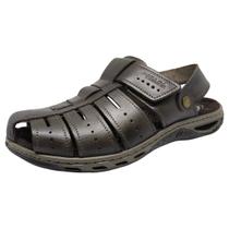 Sandália Masculina Conforto Macio Resistente Couro Pegada