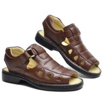 Sandália Masculina Couro Adulto Confortável Macia Recortes Sandália Masculina Couro Adulto Confortável Macia Recortes