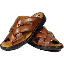 Sandália Masculina Couro Dia a Dia Macia Conforto
