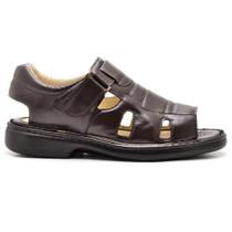 Sandália Masculina Couro Tira Aderente Casual Conforto