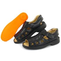 Sandalia Masculina de Couro Palmilha Conforto Aberta Casual Preta