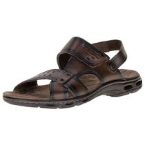 Sandália Masculina Fechada Couro Tiras Pegada Marrom