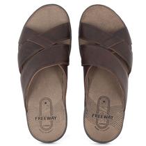 Sandália Masculina Freeway Casual Canastra2 Couro Chinelo Confortável CANASTRA2 Cor:Marrom ChocolateTamanho:41