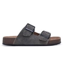 Sandália Masculina NATHOS CARIBE em Couro - Camurça Cinza Sandália Masculina NATHOS CARIBE em Couro - Camurça Cinza