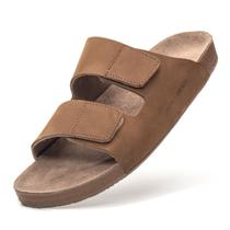 Sandália Masculina Papete Couro Legitimo Burly Heads Fecho Adesivo Taupe Sandália Masculina Papete Couro Legitimo Burly Heads Fecho Adesivo Taupe