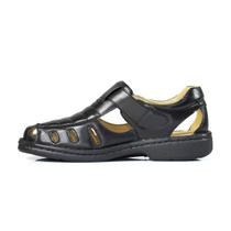 Sandália Masculina Papete Gel Macia Antiestresse Couro Preto Sandália Masculina Papete Gel Macia Antiestresse Couro Preto