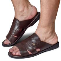 Sandália Masculina Rasteira Casual Leve Ortopédica Couro Marrom Granadp