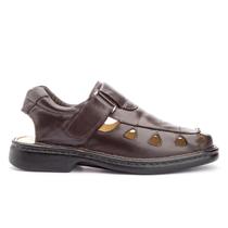 Sandália Masculino Couro Legitimo Chinelo Qualidade Verão Confort 12001 Cafe