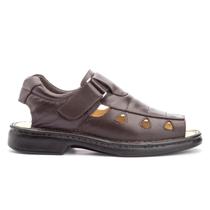 Sandália Masculino Couro Legitimo Chinelo Qualidade Verão Confort 12002 Cafe