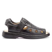 Sandália Masculino Couro Legitimo Chinelo Qualidade Verão Confort 12002 Preto Sandália Masculino Couro Legitimo Chinelo Qualidade Verão Confort 12002 Preto