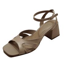Sandália Média Casual Couro Nude Sandália Média Casual Couro Nude