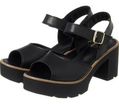 Sandália Meia Pata Aberto Tratorado Gáspea Larga Preto Sintético Sandália Meia Pata Aberto Tratorado Gáspea Larga Preto Sintético