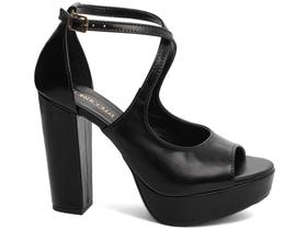 Sandalia Meia Pata FemininaSalto Alto Bloco Grosso11 cm