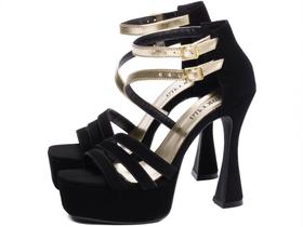 Sandália Meia Pata Preto Salto Taça 13 cm em Nobuck -Torricella 1.203A