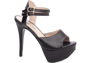 Sandalia Meia Pata Salto 13cm Glamour e Estilo Preto