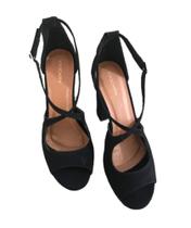 Sandália meia pata salto grosso nobuck preta